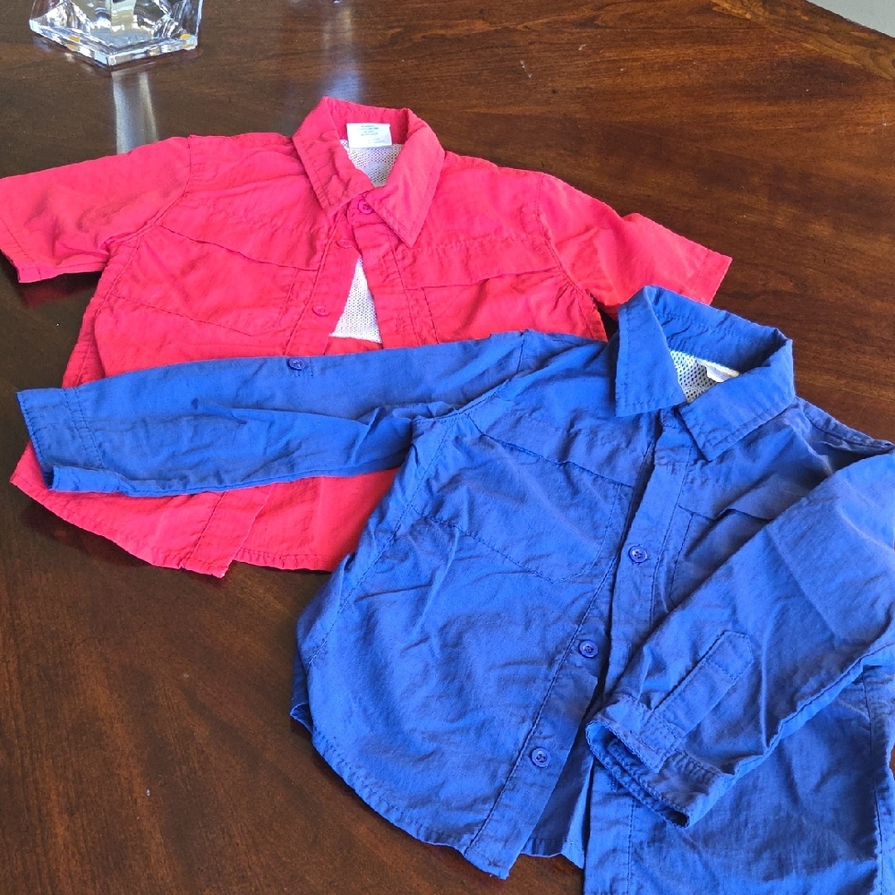 Vibrant Kids Button-Down Shirts - Red and Blue